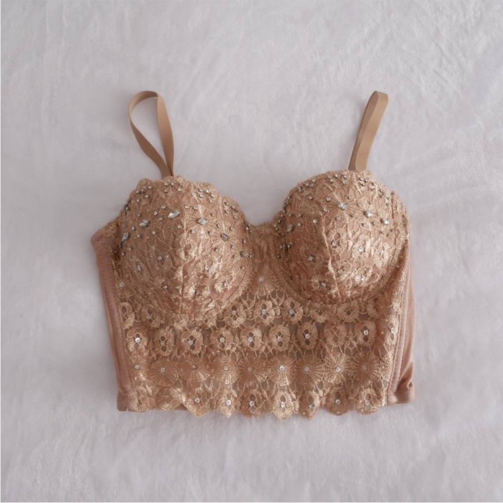 •| jeweled lace bustier